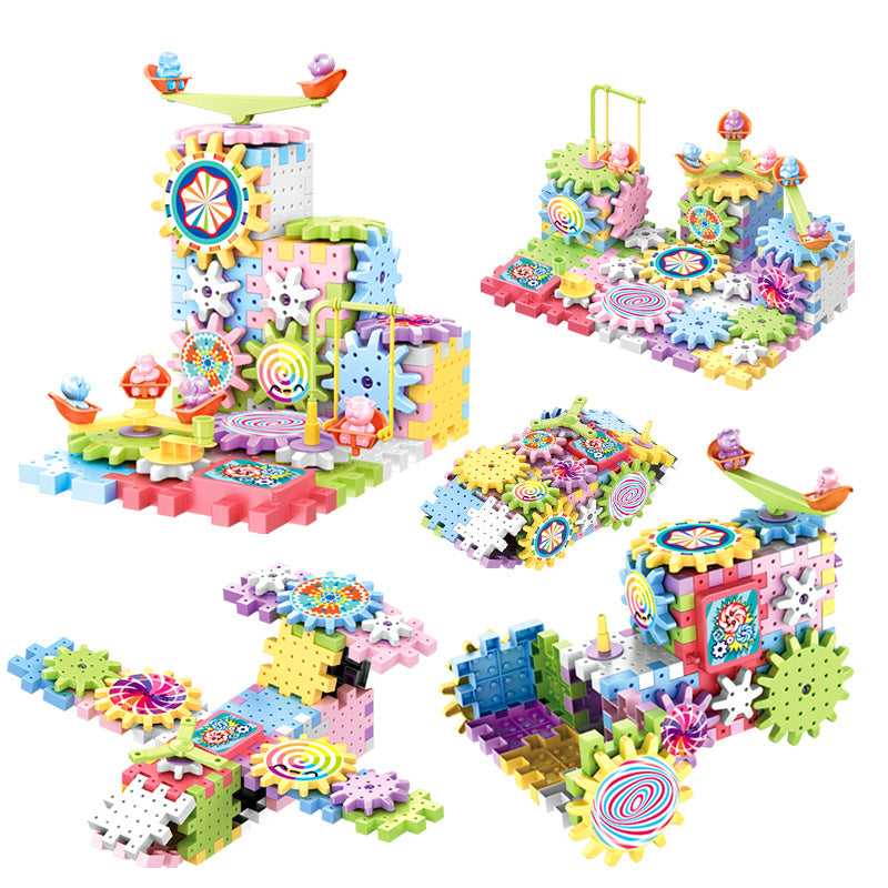 Variety Of Electric Building Blocks Gear Rotating Toy