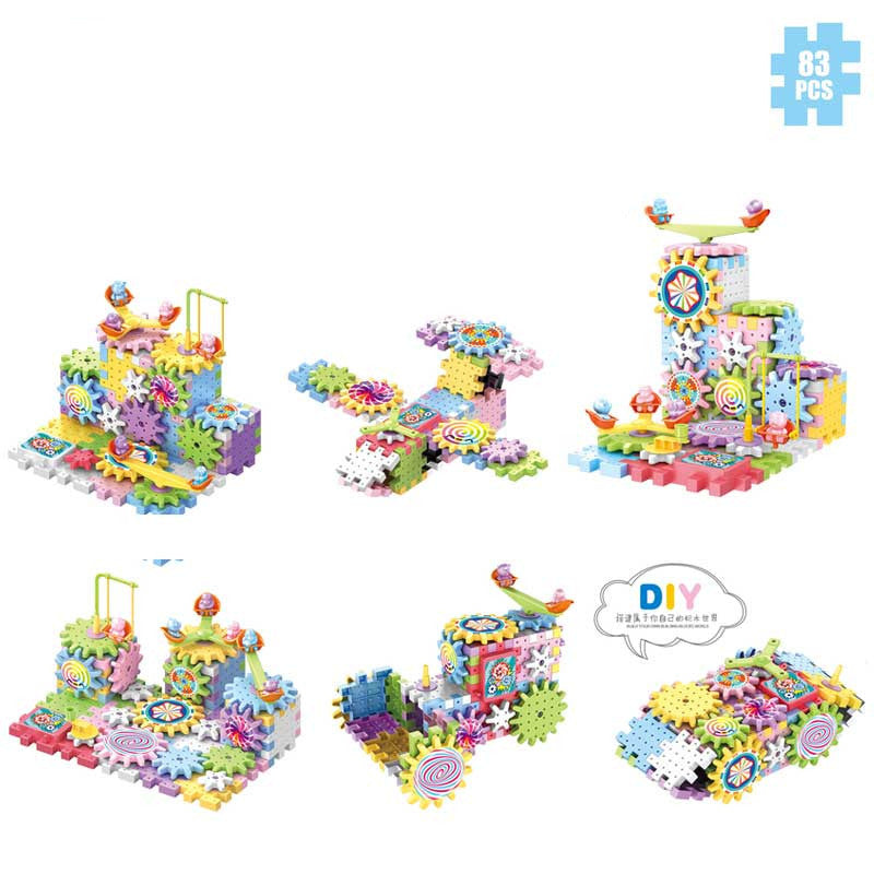 Variety Of Electric Building Blocks Gear Rotating Toy