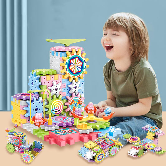 Variety Of Electric Building Blocks Gear Rotating Toy